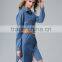2016 Pretty Short Sleeve Hollow Out O-neck Summer Denim Dresses For Women