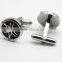 316L stainless steel Engraving enamel round black cufflinks for men