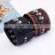 Fashion Wide Cool Rock Men Woman Soft Wrap Genuine Leather Skull Bracelet