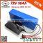 Big Power 3600W 72V 30Ah E bike Battery China Used Li-Ion Battery Pack 3.7V Samsung High Power Cells with 50A BMS