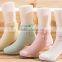 Socks supplier Good quality ankle cotton customer lady size pink/white/green/yellow kids dress socks with big flower