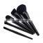 Wholesale 5pcs beautiful private label cosmetics makeup brush set black VEGAN wooden synthetic hair make up brushes