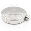 4.5 OZ stainless steel flagon football style bright polished circular flagon