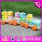 2015 Hot sale Wooden Blocks Train Set Toys Animal Vehicles Toys,Cute wooden animal blocks train toy,Pull Line Train Toy W04A066