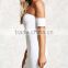 hot selling latest fashion White Off-The-Shoulder Neckline Faux Snap-Button Dress