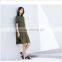 New Season Women Cotton Army Green Short Sleeve Shirt Dress Polo Dress