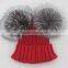 Myfur Female Warm Genuine Fur Bobble Beanie Real Fur Pom Pom Fox Knitted Beanie Hat Warm Winter Cap