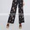 Chic ropa mujer floral wide legs shape print black dressy pants outfits