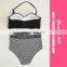 Striped Halter Top High Waist Bottom Swimwear