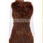 Wholesale Fashion Animal Knitted Raccoon Fur Vest And Fur Trim