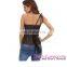 2017 New Dropship High Quality Brown Grommet Leather Trim Brocade Corset Steampunk
