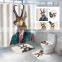 i@home eco friendly tree deer mouldproof animal polyester shower curtain and rug set print