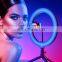 Hot selling 8 inch dimmable rgb color photograph make up portable LED selfie ring fill light with Tripod Stand