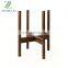 Bamboo Plant Stand Mid Century Wood Flower Pot Holder Dark Brown