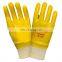 Cotton interlock Lining Knit Wrist yellow Nitrile Coated Work Gloves For Oil Gas