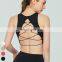 High Neck Sexy Cross Back Tank Top Breathable Fitness Running Vest Fixed Pad Sports Crop Tops Women Sleeveless Yoga Tank Top