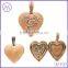 Brass Rose Gold Plated Heart Flower Photo Frame Locket Pendant Necklace