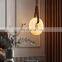 Factory direct sales ring alabaster pendant light suitable bedroom living room foyer lobby decor lighting LED leather chandelier