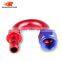 Interchangeable Iso9000 Wholesale Aluminum Oil Cooler Hose Fitting 180 Degree Push On End Blue and Red 10-180-10