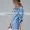fashion women blouses 2015 front pockets buttoned latest fashion ladies blouse