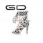 GD newest model mixed cutout black-white grains upper lace women heel sandals