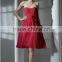 2014 New Chiffon Red Strapless Bridesmaid Dresses Gowns A Line Knee Length Homecoming Dresses Gowns Custom Made