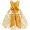 Fashion Yellow Girl Wedding Dresses Bow Belted Princess Dress Fancy Baby Clothing CMGD90326-5