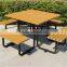 Recycled plastic outdoor table with bench street furniture