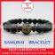 Hideyoshi Toyotomi, Samurai bracelet, black onyx 10 mm with Black Agat and Tiger eye, man bracelet, japanese samurai, Japan