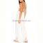 Garment Factory Lady Long Romper Cut Out Backless Halter White Lace Jumpsuits