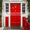 Painted Villa Single Open Red Color Solid Wooden Door With Glass Panel