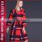 2015 Office Red Plaid Out Door Ladies Overcoat Designs Warm Winter Dress