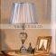 Silver electroplate metal K9 clear crystal lamp body table lamp with fabric lampshade