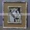 decorative linen fabric wooden picture photo frame with antique limitation