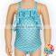 Little Girl Polka Dots Swimming Fabric Clothes Ruffle One Piece Doughnuts Swimsuit