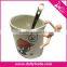 Cheap Cat Sublimation Ceramic Color Mugs with Spoon