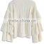 Women Ivory Cable Knit Sweater with Tiered Flare Sleeve(DQE0010TS)