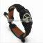 Dark Black Leather Nautical Knot Bracelet with New Clasps for Unisex