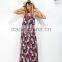 Boho Floral Print Long Maxi Dress Summer Beach Strap Backless Dress apparel