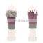 Women half finger gloves with rabbit fur winter lady wool fingerless gloves