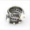 Set Of 3 Gold Plating Flower Cyrstal Alloy Pearl Rings