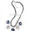 fashion new women sweet Bohemia crystal alloy pink flowers necklace Pendant Chain Choker Bib Statement Necklace