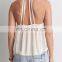 MIKA72101 100% VISCOSE SEXY WHITE HI-NECK LACE TANK TOP SOFT LACE TOPS WOMEN