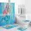 Shower Curtain Set with Non-Slip Rug Toilet Lid Cover Bath Mat and Vintage Shower Curtain Set for Bathroom