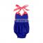 Boutique halter big bow glitter sequin Bodysuits Romper Toddler and Infant hot Sale wholesale children clothing