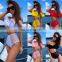 2019 Double Shoulder Ruffle Bikinis High Waist Bikini Women Swimwear Push Up Swimsuit Solid Bikini Set Bathing Suit Swim Wear