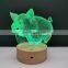 Good Quality 4mm Slot Usb touch control Wood Led Base For 3d Illusion acrylic Lamp