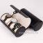 Round Shape Travel Portable 3 Cylinder PU Storage Case Leather Jewelry Display Watch Box
