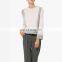 White Free Knitted Cashmere Sweater Patterns Shoulder Women