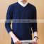 Custom LOGO autumn/winter men  fashion High quality 100% cotton V-neck  slim pullover sweater plus size sweater